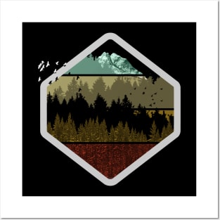 Retro Mountain Forest - Trees are the cure Posters and Art